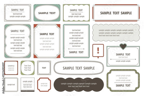 Fototapeta フレーム　枠　見出し　装飾　レトロ　ラベル　シンプル　ベクター　素材　線画　デザイン　吹き出し