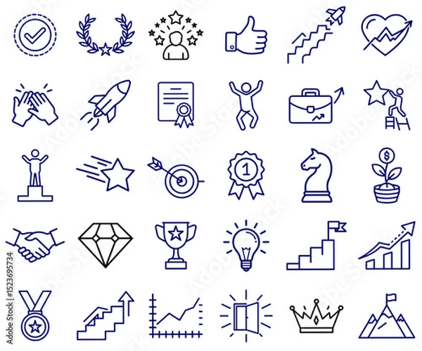 Obraz Success concept illustrated by various achievement icons and symbols  