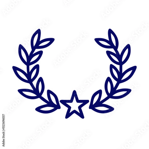Obraz Laurel wreath with star in simple line art design  
