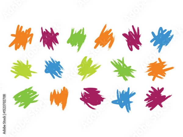 Fototapeta Colorful Hand Drawn Scribble Brush Stroke Splatter Element Graphic Design