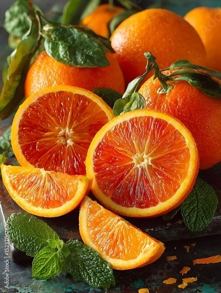 Fototapeta the image features a collection of vibrant citrus fruits arranged closely together