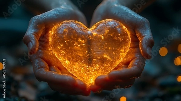 Fototapeta Hands Together Igniting Heart of Light High Resolution Picture
