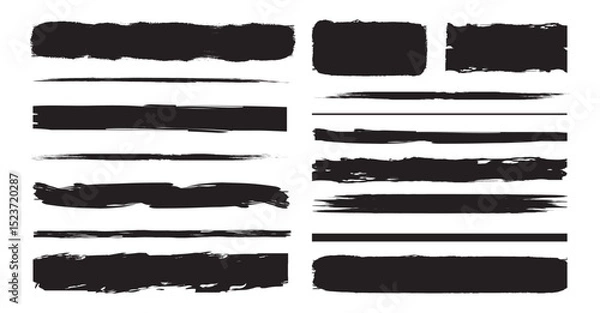 Fototapeta A modern line brush stroke set. Brush line calligraphy paint strokes. Rectangle line Brush stroke, ink paint brushes. Vector grungy paint brush strokes collection.