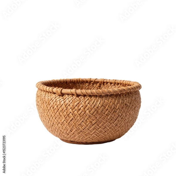 Obraz Rustic woven wicker bowl, perfect for home decor and storage, adds natural charm to any setting.