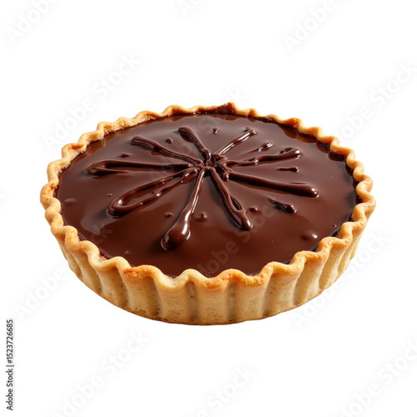 Obraz Delicious chocolate tart with glossy ganache drizzle, perfect for dessert lovers..