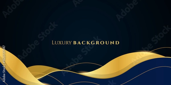 Fototapeta Elegant dark blue and gold luxury abstract background suitable for banner, award, celebration, anniversary, promotion, advertisement