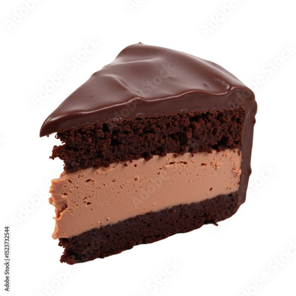 Obraz Delicious chocolate cake with creamy filling and glossy chocolate topping, ideal for dessert lovers..