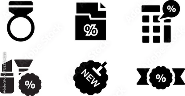 Fototapeta Modern  Rounded Filled Black Friday Icon Set