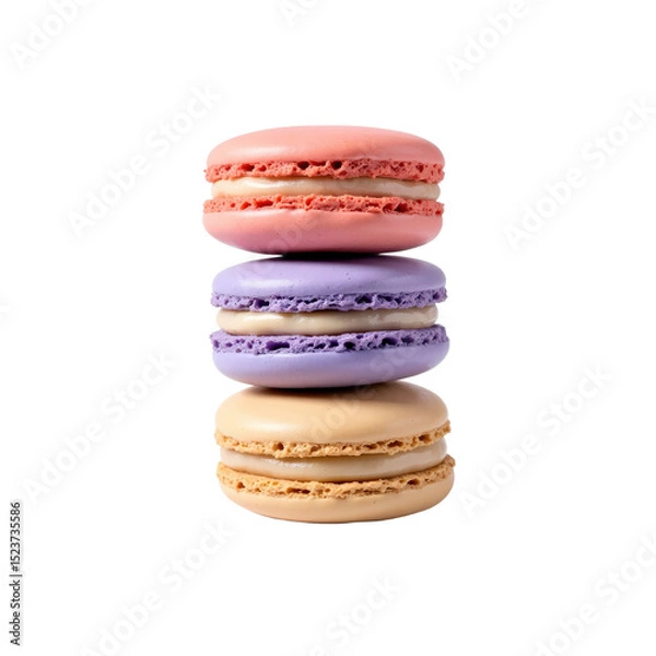 Obraz Delicate macarons stacked in pastel colors, representing sweet desserts with French elegance. Perfect for confectionery and bakery themes.