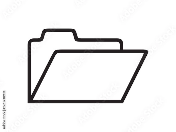 Fototapeta Vector isolated computer desktop folder open colorless black and white contour line easy drawing