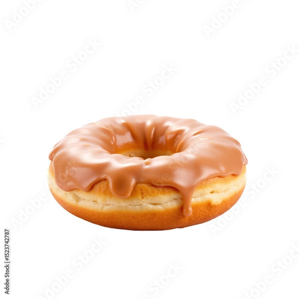 Obraz Delicious glazed donut with caramel topping, perfect for breakfast or snack. Perfect for bakery and food collection. png.