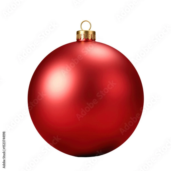 Obraz Vibrant red christmas ornament with shiny finish and golden cap, festive holiday decoration, isolated png format.