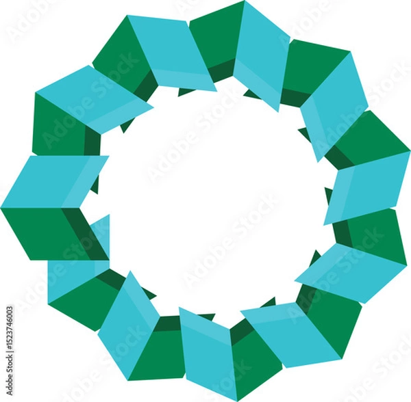Obraz 'Abstract Teal Green Geometric Ring Pattern'