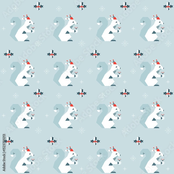 Fototapeta Christmas pattern with squirrel