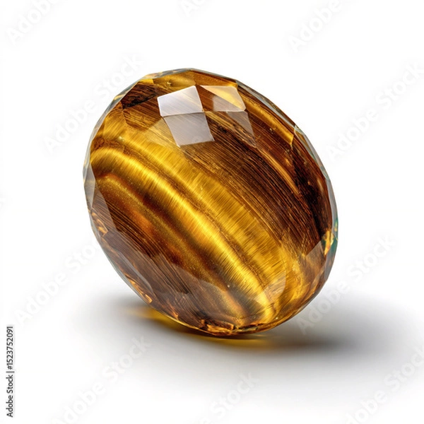 Fototapeta A photorealistic single faceted tiger’s eye gemstone