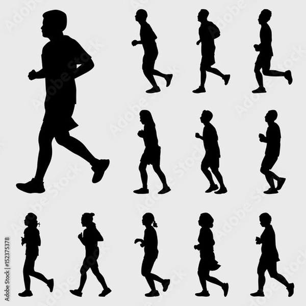 Fototapeta People Running Silhouettes Vector Set