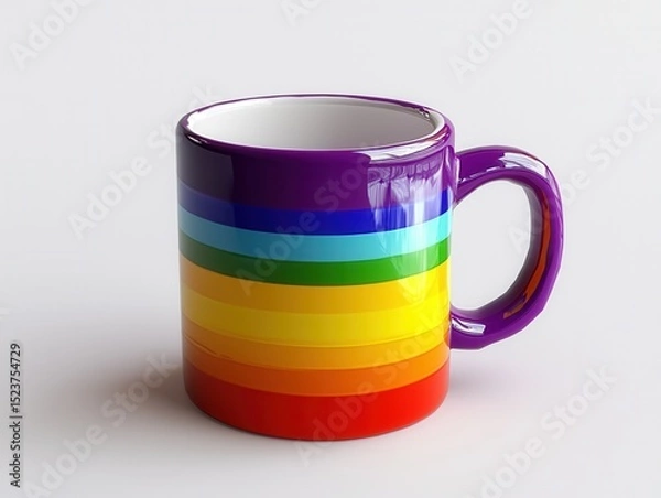 Fototapeta pride month concept. Colorful striped mug against a plain background.