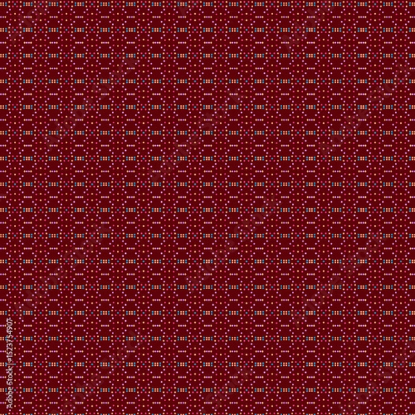 Fototapeta Rustical style Simple geometric seamless pattern Small colorful polka dots, circles, confetti on a dark burgundy brown background