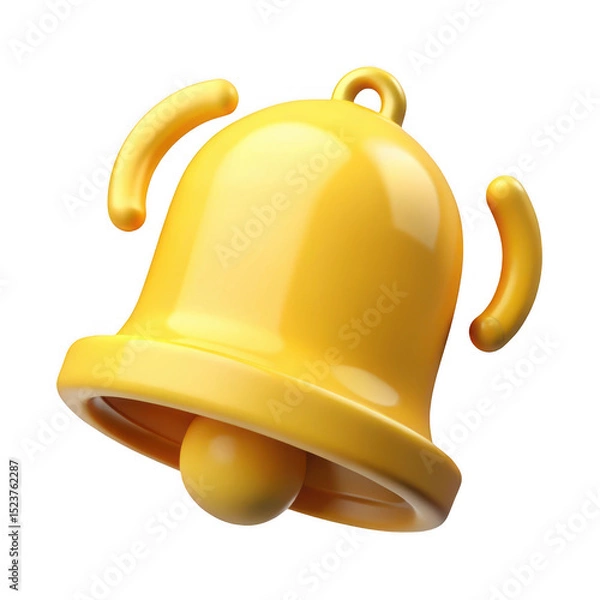 Obraz 3d rendered yellow bell notification icon isolated on transparent background