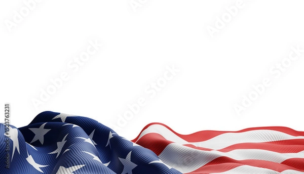 Fototapeta USA or American flag isolated on white background Independence day banner 3D render