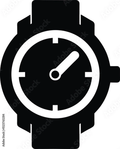 Obraz black silhouette of a clock or watch icon times
