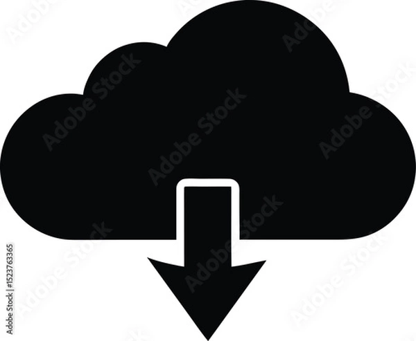 Obraz black silhouette of a cloud with down arrow closet