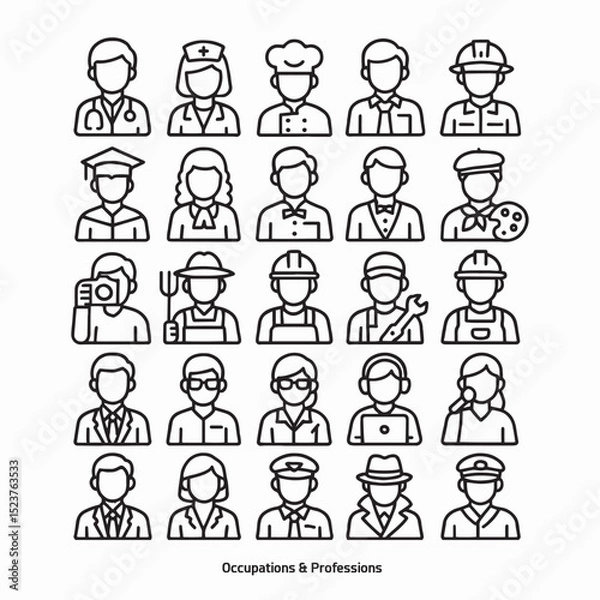 Obraz Profession and Occupation Line Icons Set