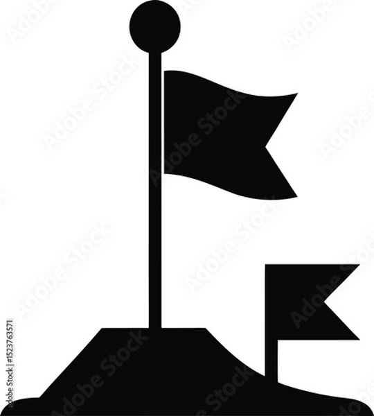 Obraz black silhouette of a flag icon achievement and milestones
