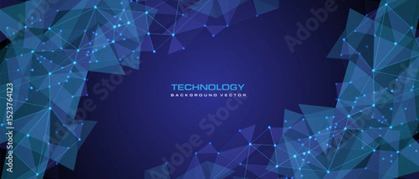 Obraz Abstract technology blue triangle low polygon mesh connect network geometric design modern futuristic background vector