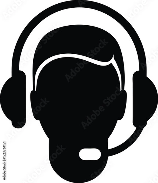 Obraz black silhouette of a headset icon customer support