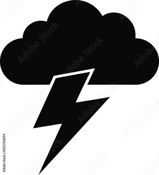 Obraz black silhouette of a lightening bolt with cloud