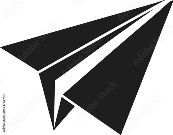 Obraz black silhouette of a paper plane icon messaging
