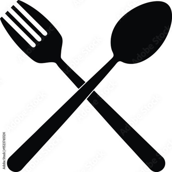 Obraz crossed fork and spoon icon black kitchenware