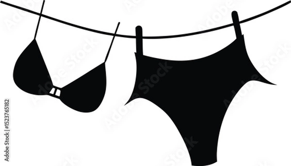 Obraz delicate women's underwear set blowing in breeze