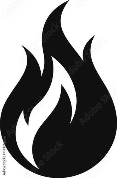 Obraz fire icon smooth vector shape in black 
