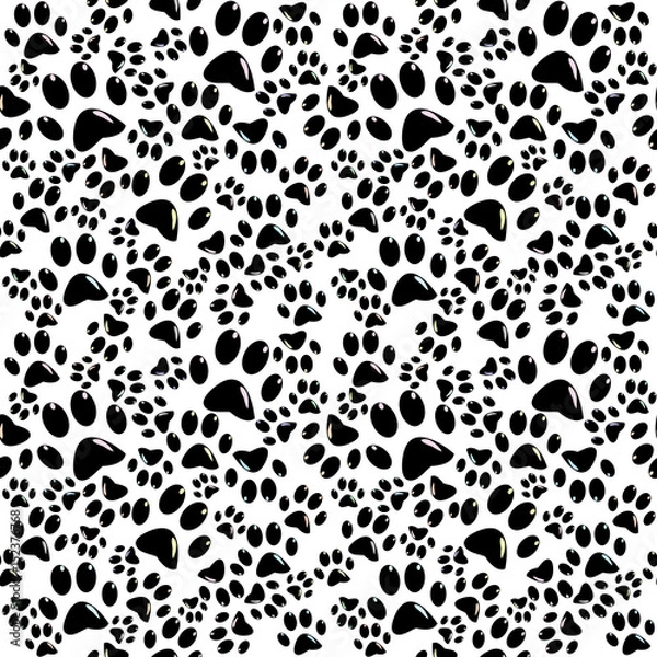 Fototapeta Black paws seamless background