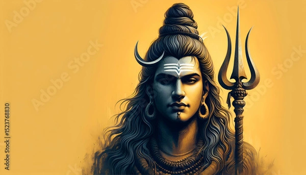 Fototapeta Lord Shiva portrait for festival color design banner background