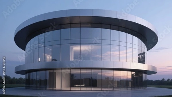 Fototapeta Modern Circular Building with Extensive Glass Facade