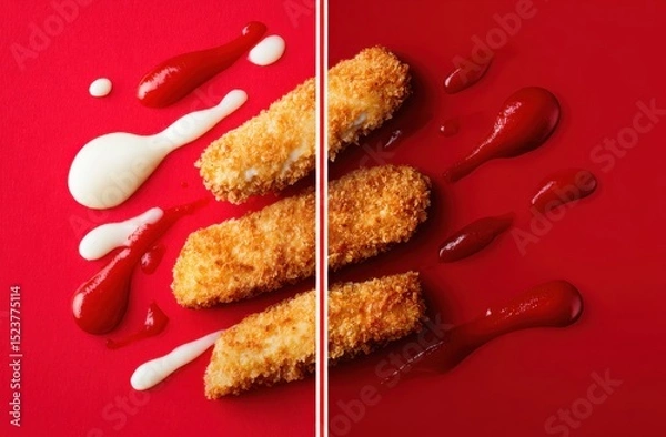 Fototapeta Fried cheese sticks food with dipping sauce