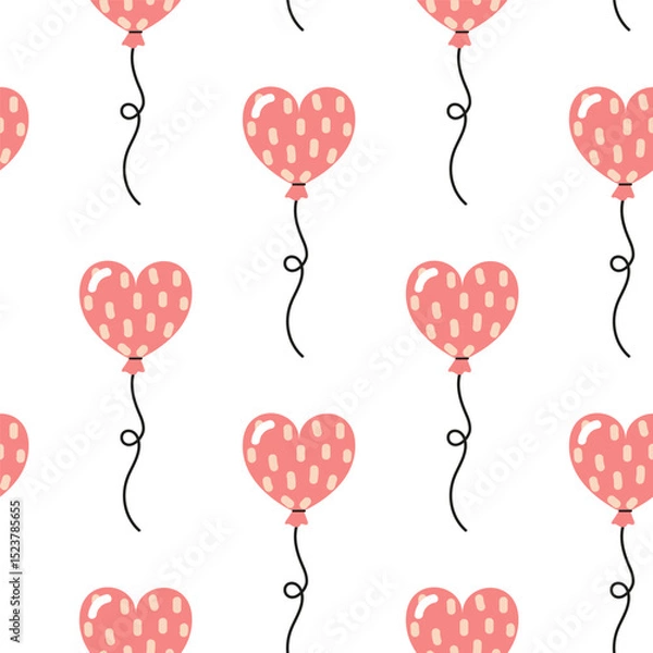 Fototapeta Heart-shaped balloons in a playful pattern create a festive atmosphere for celebrations and events
