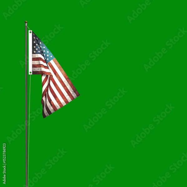 Obraz American flag  isolated on green background