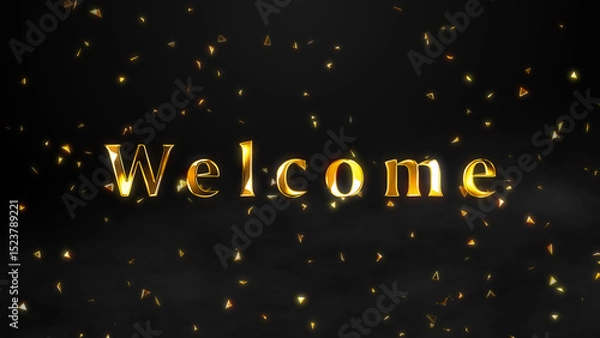 Fototapeta Welcome Gold Text Animation - Elegant & Glowing Greeting for Warm Introductions, Event Openings, Invitations & Celebrations | Premium