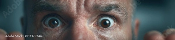 Fototapeta Panic attack by managing stress and fear concept. A person expressing fear and anxiety in a close-up shot.