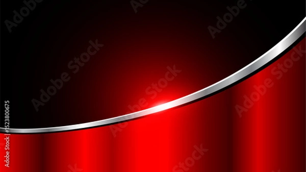 Fototapeta Red chrome metal background with shiny metallic waves.