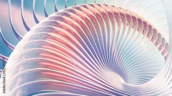 Fototapeta Abstract purple blue striped background, wavy stripes pattern, interesting spiral architectural minimal wallpaper.
