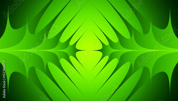 Fototapeta Abstract green background with 3d lines pattern, symmetrical minimal striped background.