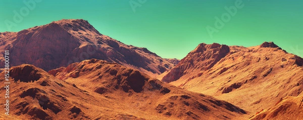 Fototapeta Planet mars illustration, orange red eroded mars surface, science fiction 3D illustration background.