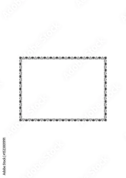 Obraz パルメットと花のフレーム　長方形　細