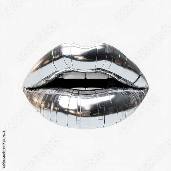 Fototapeta metallic mouth isolated on white, 3d style icon