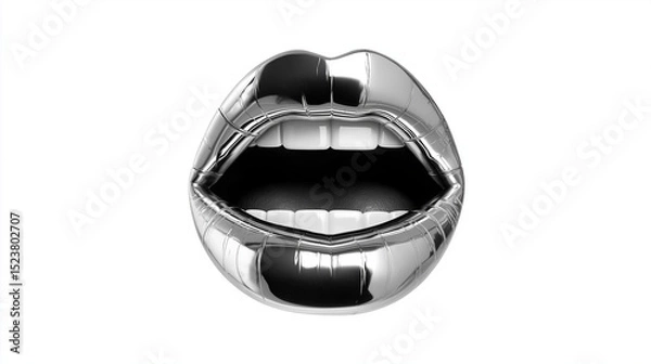 Fototapeta metallic mouth isolated on white, 3d style icon for web